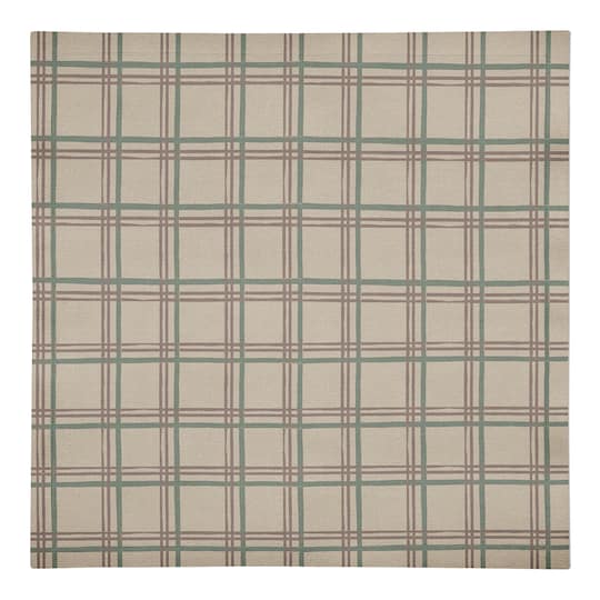 Holiday Plaid on Brown Cotton Twill Napkin